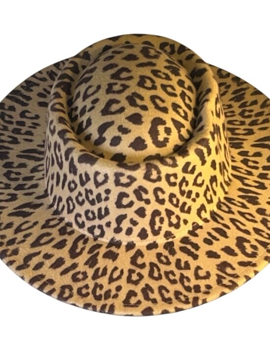 Cheetah Leopard Print Felt Fedora Hat Derby CoG New York Wide Brim Structured main image 6